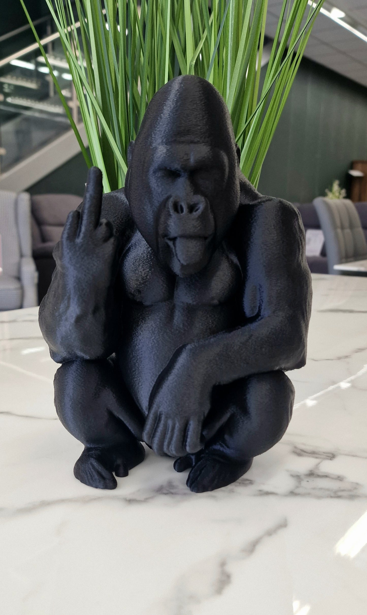 3D Printed Cheeky Naughty Gorilla Statue – Up Yours Gorilla