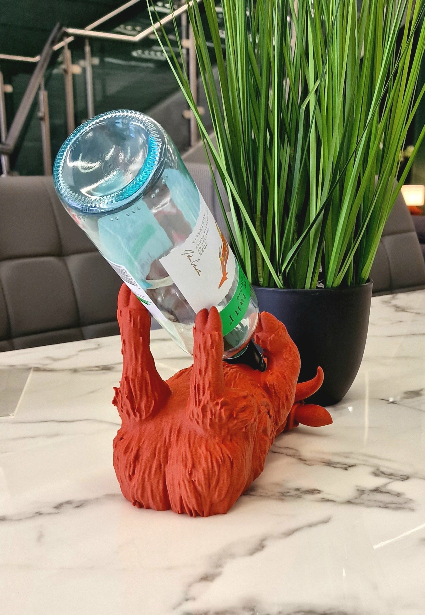 3D Printed Highland Cow Wine Bottle Holder – Home Decor