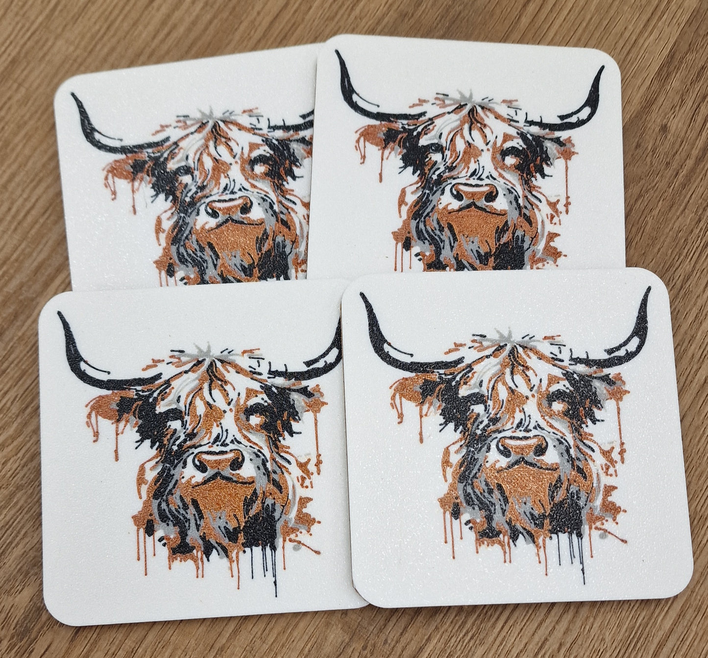 3D Printed Highland Cow Coaster – Artistic Multicolor Farmhouse Decor