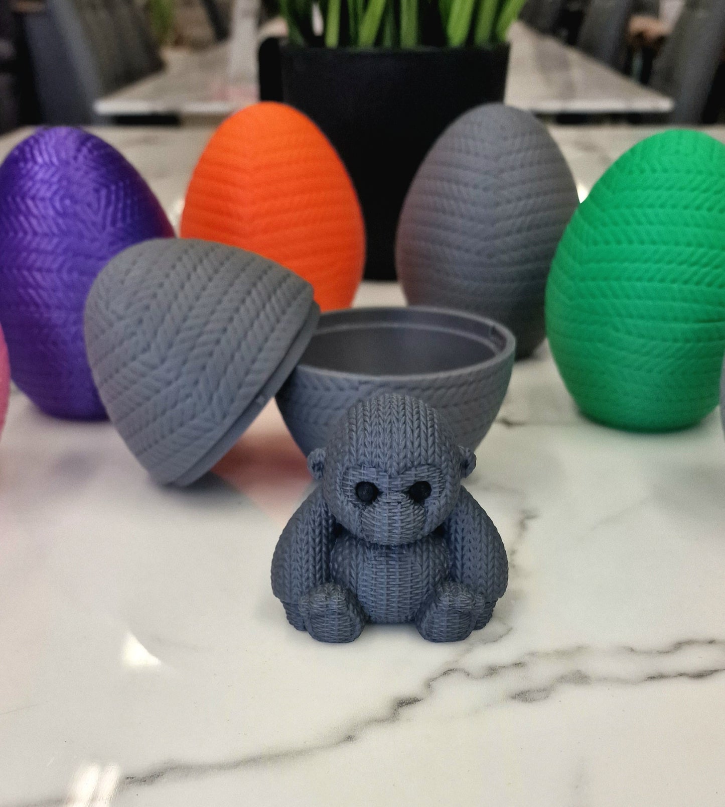 3D Printed Small Monkey Knitamal – Knitted-Style PLA Monkey Figure
