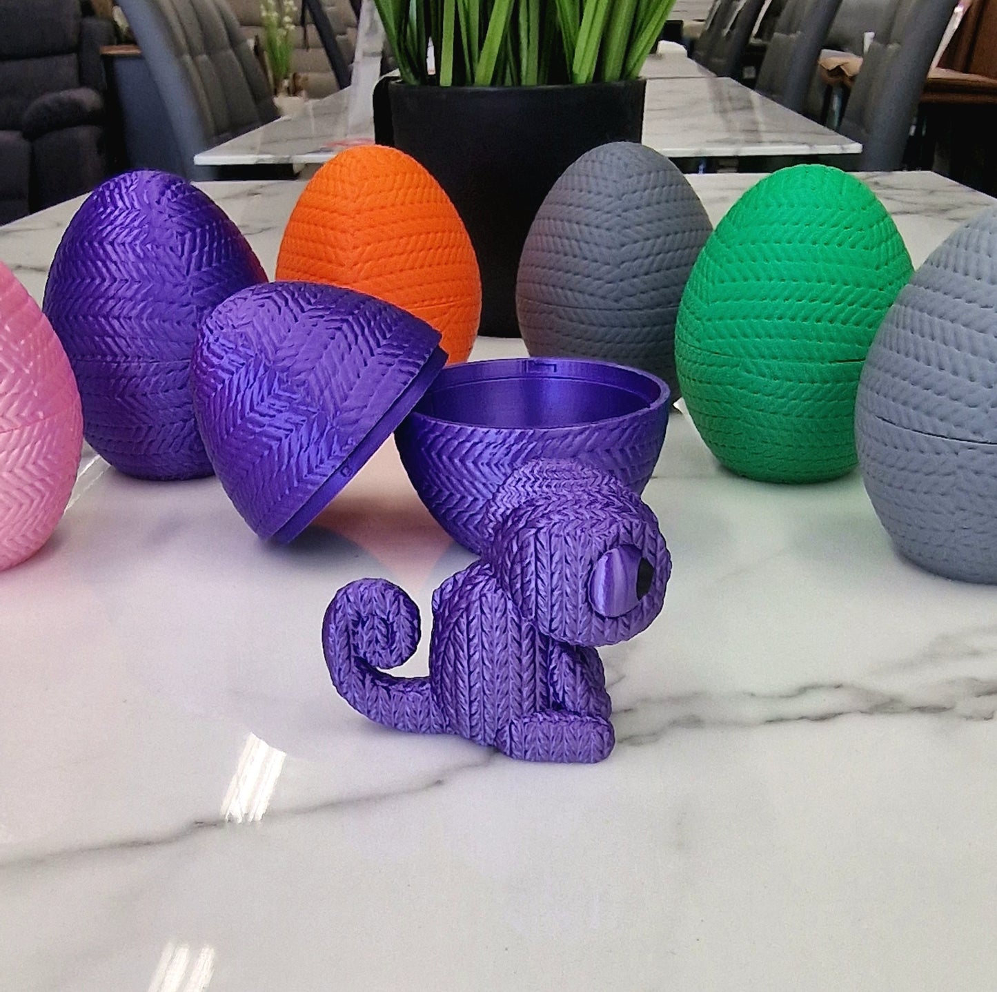 3D Printed Chameleon Knitamal – Knitted-Style PLA Chameleon Figure