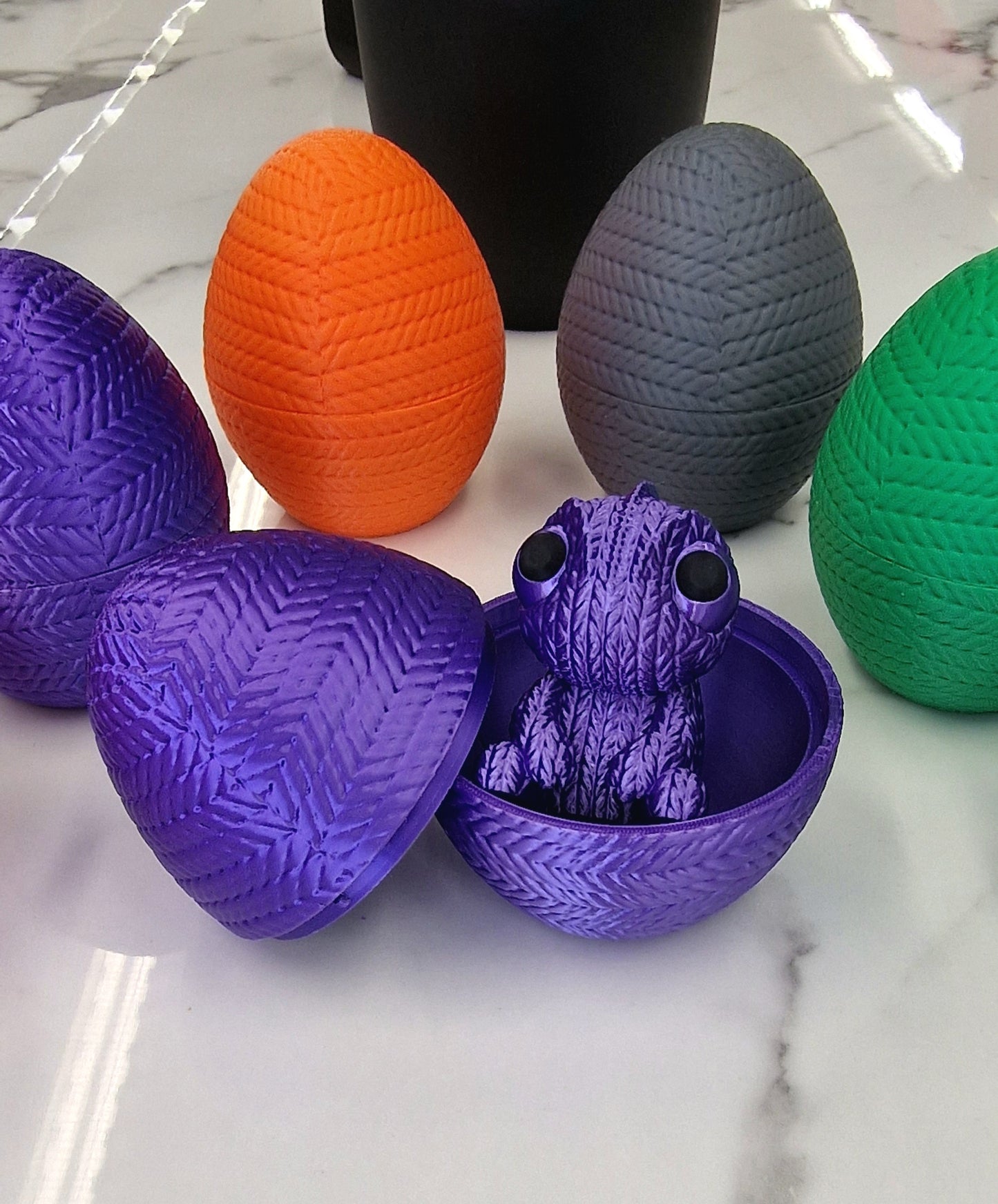 3D Printed Chameleon Knitamal – Knitted-Style PLA Chameleon Figure