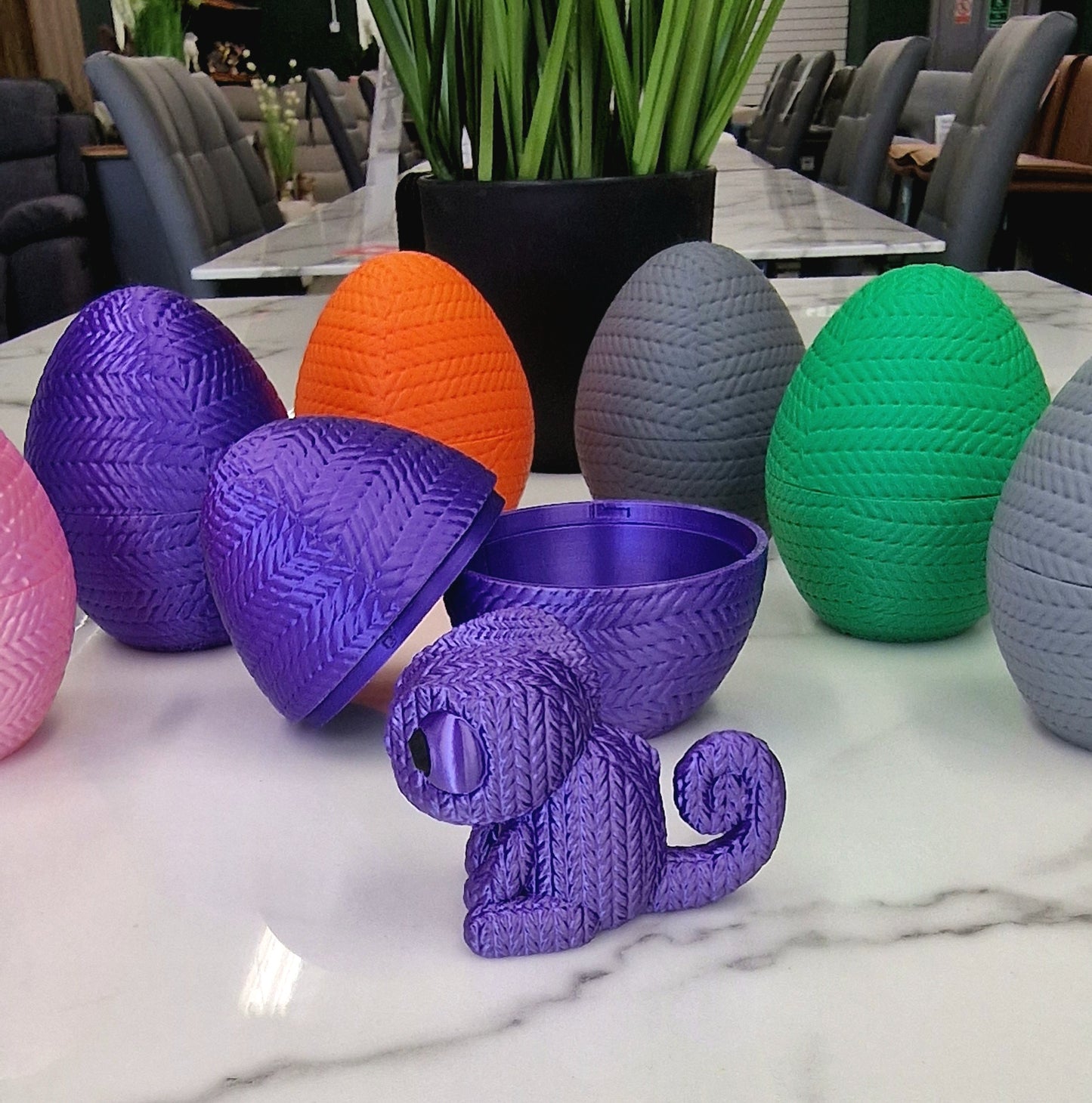 3D Printed Chameleon Knitamal – Knitted-Style PLA Chameleon Figure
