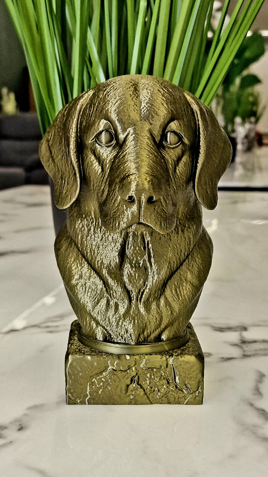 3D Printed Golden Retriever Bust – Detailed Dog Sculpture Home Décor