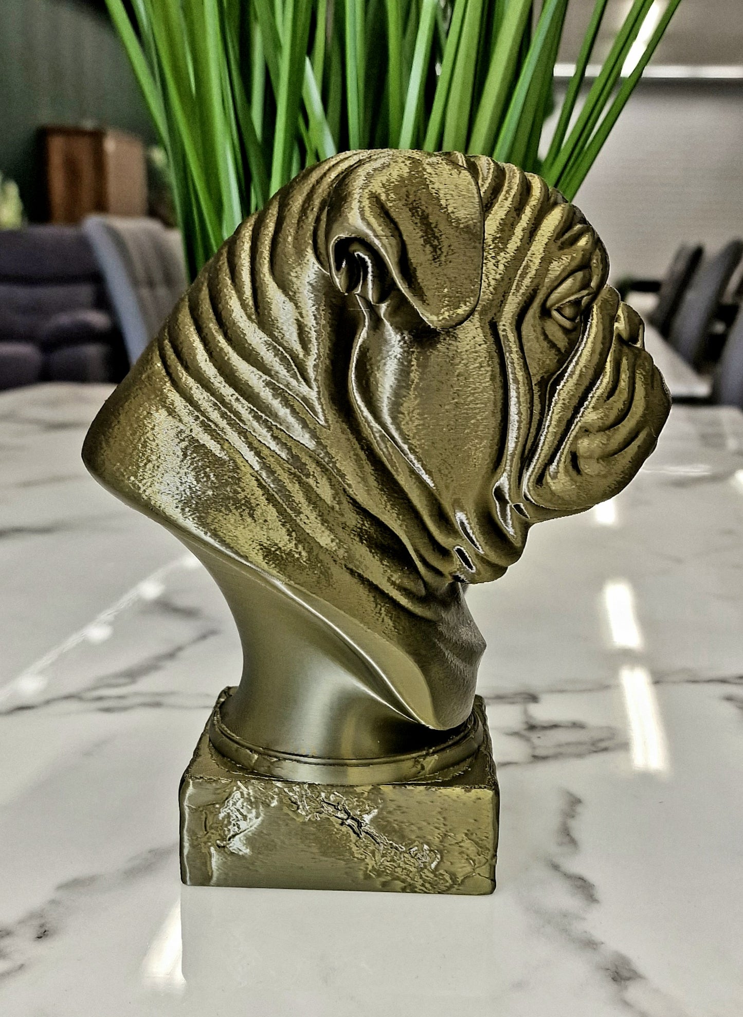 3D Printed British Bulldog Bust – Classic Dog Sculpture for Home or Office Décor