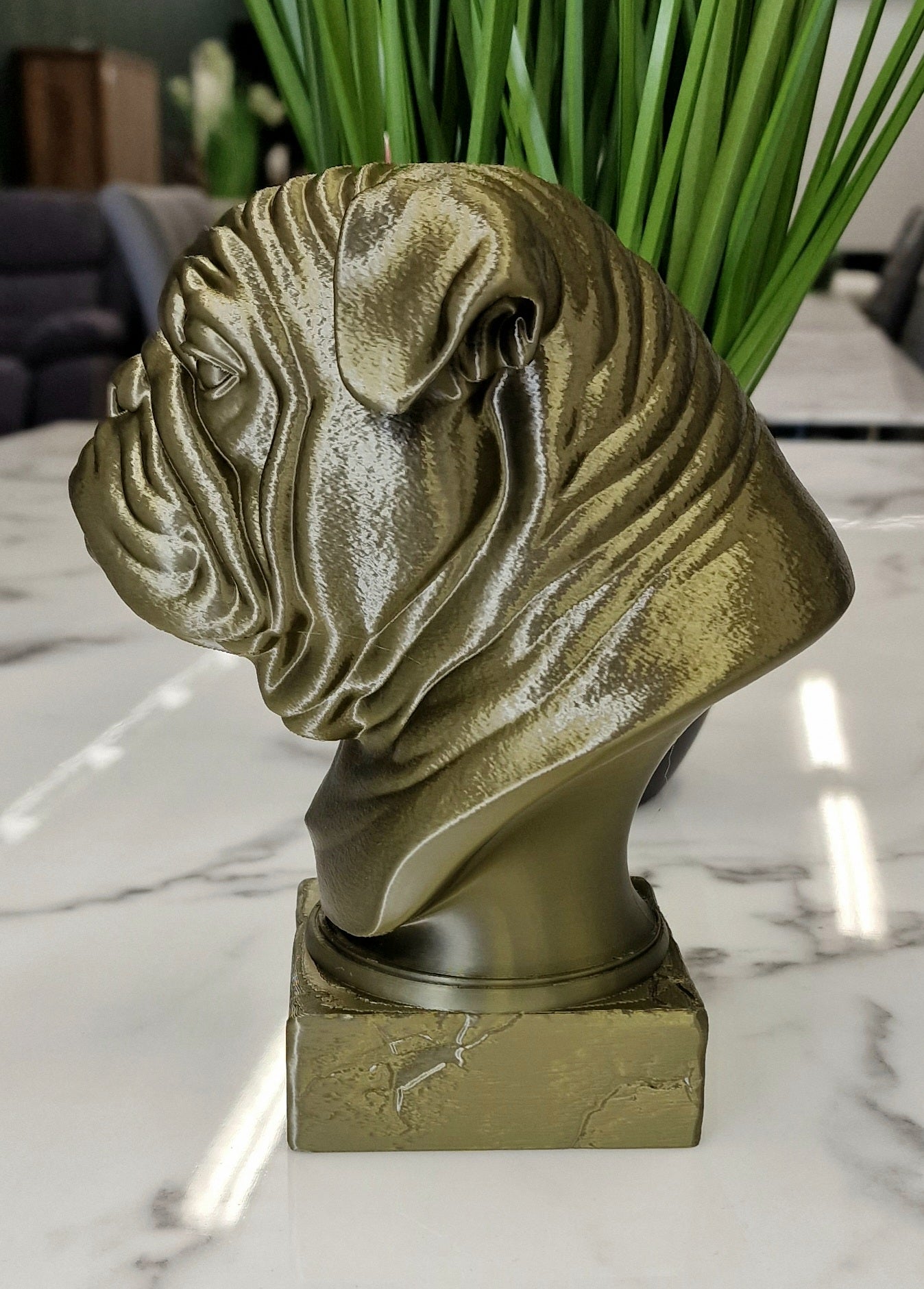 3D Printed British Bulldog Bust – Classic Dog Sculpture for Home or Office Décor