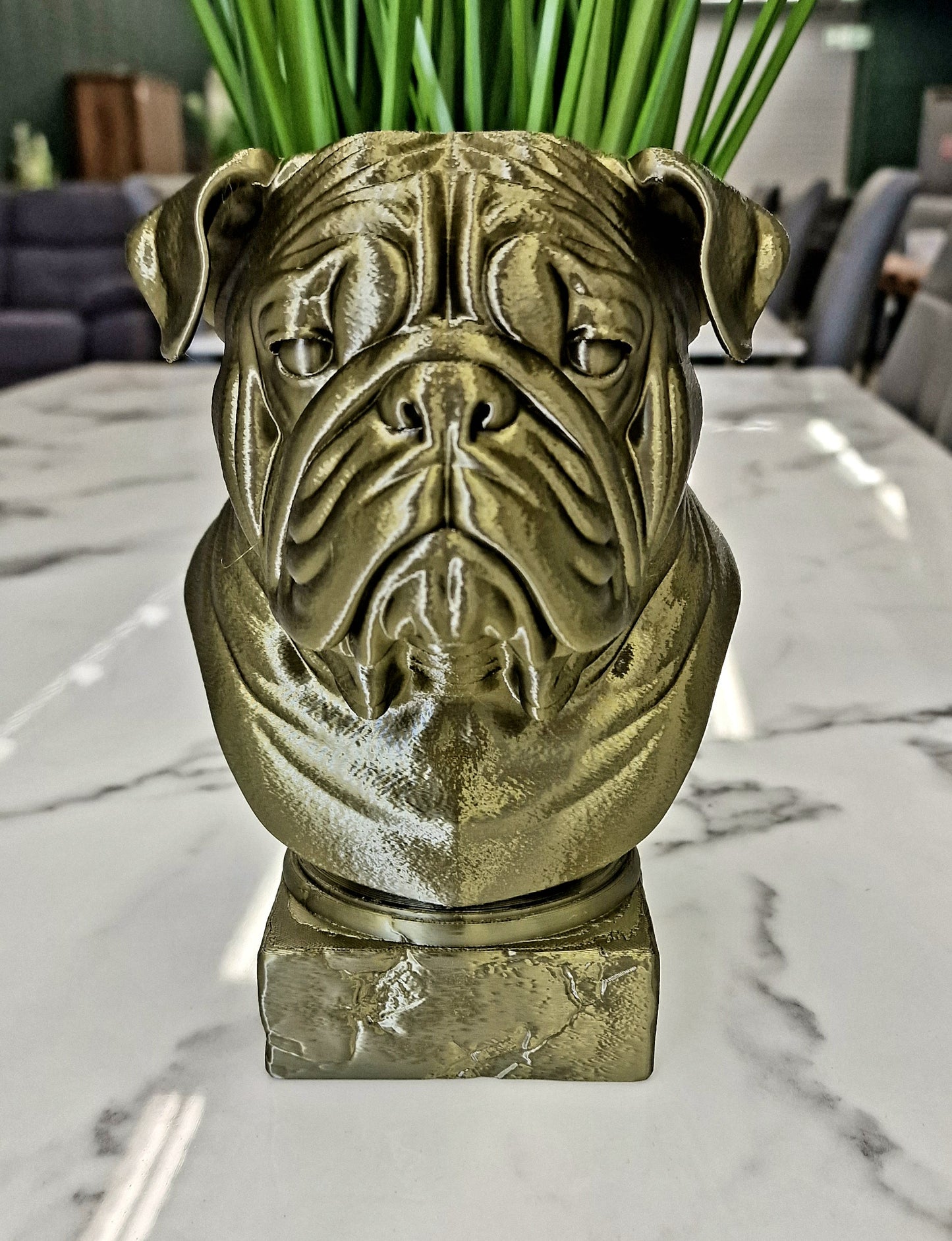 3D Printed British Bulldog Bust – Classic Dog Sculpture for Home or Office Décor