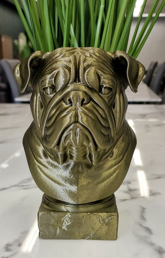 3D Printed British Bulldog Bust – Classic Dog Sculpture for Home or Office Décor