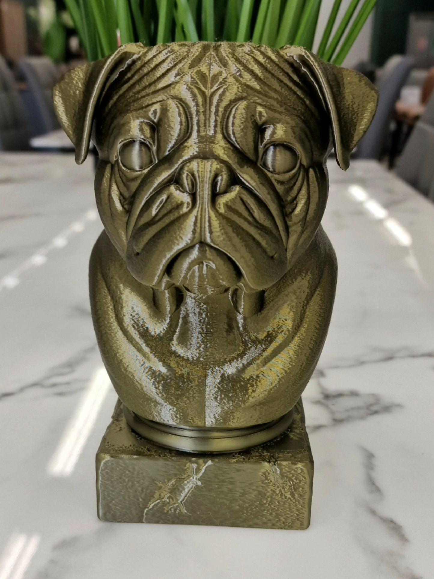 3D Printed Pug Dog Bust – Adorable Pug Sculpture for Dog Lovers & Home Décor
