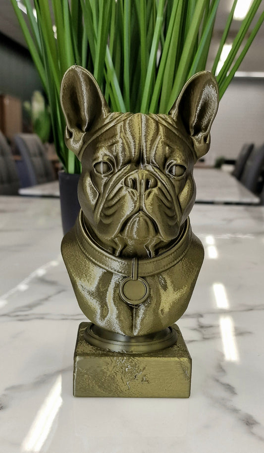 3D Printed French Bulldog Bust – Stylish Frenchie Sculpture for Dog Lovers & Home Décor