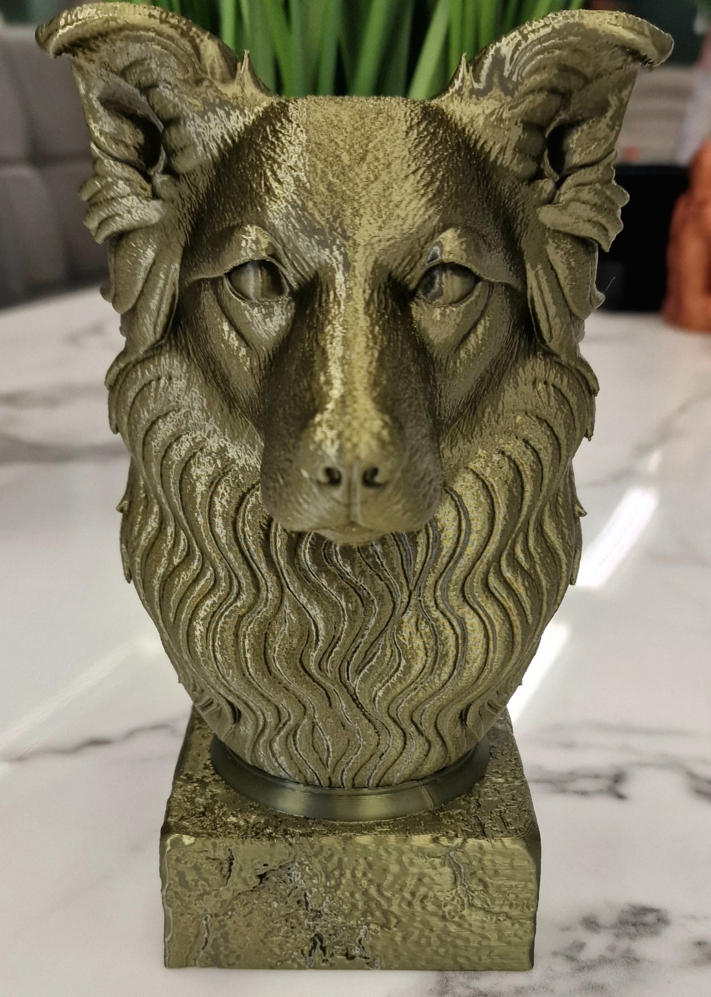 3D Printed Collie Dog Bust – Detailed Pet Sculpture for Dog Lovers & Home Décor