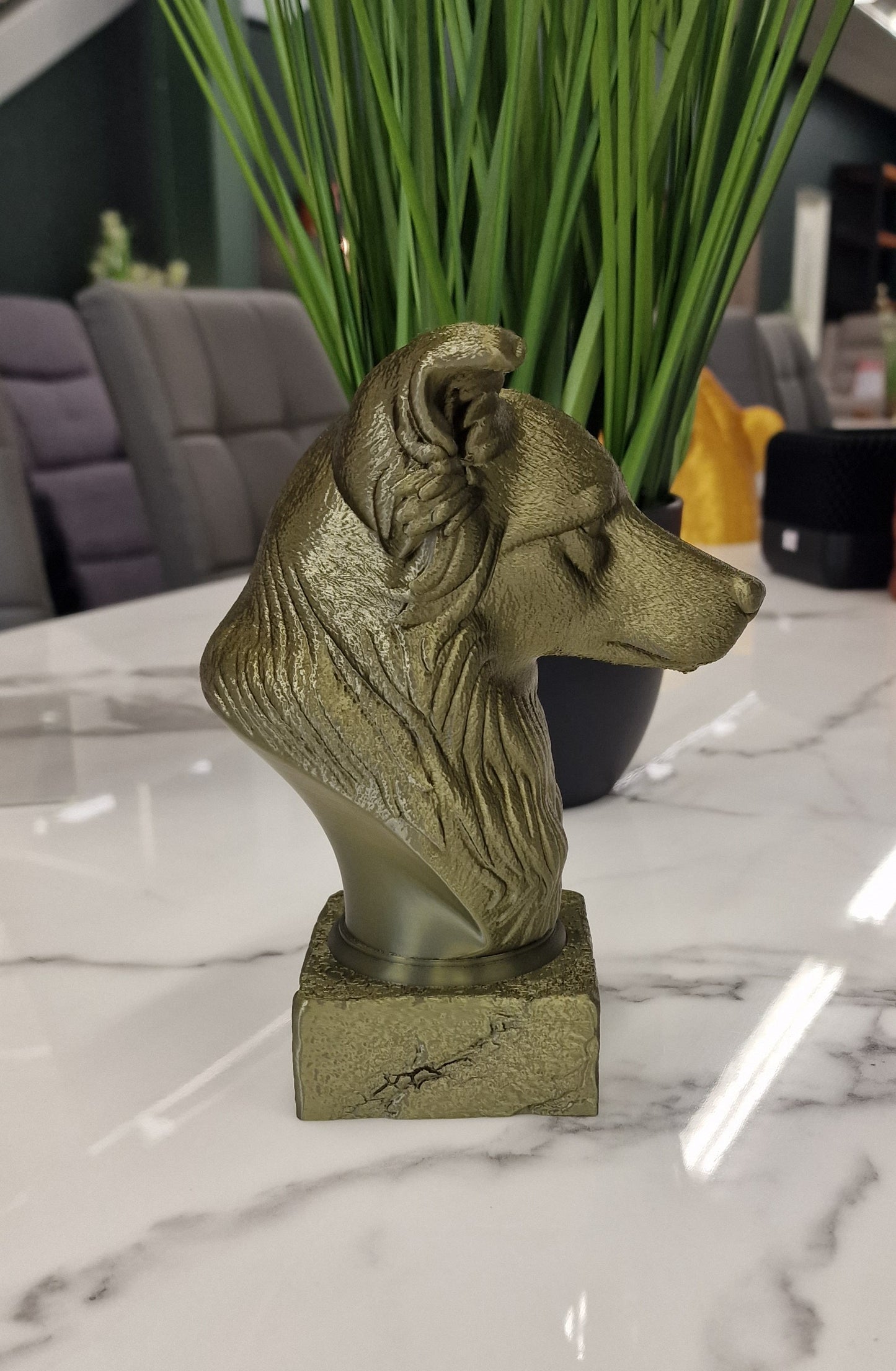 3D Printed Collie Dog Bust – Detailed Pet Sculpture for Dog Lovers & Home Décor