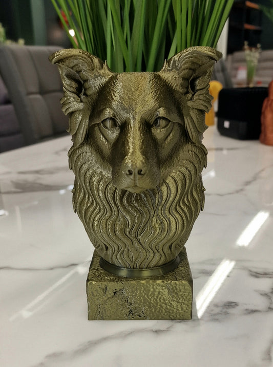 3D Printed Collie Dog Bust – Detailed Pet Sculpture for Dog Lovers & Home Décor