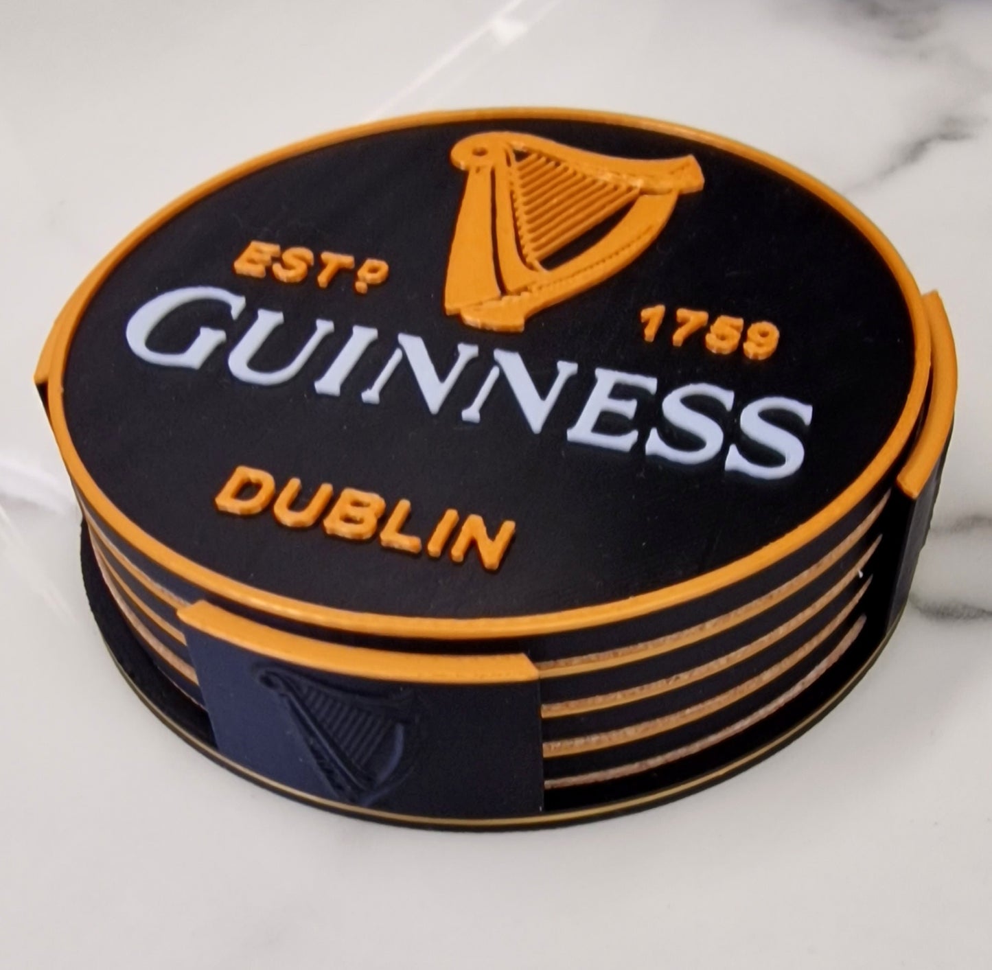3D Printed Guinness Coasters and Holder – Stylish Beer Mats and Storage for Home Bars & Guinness Fans