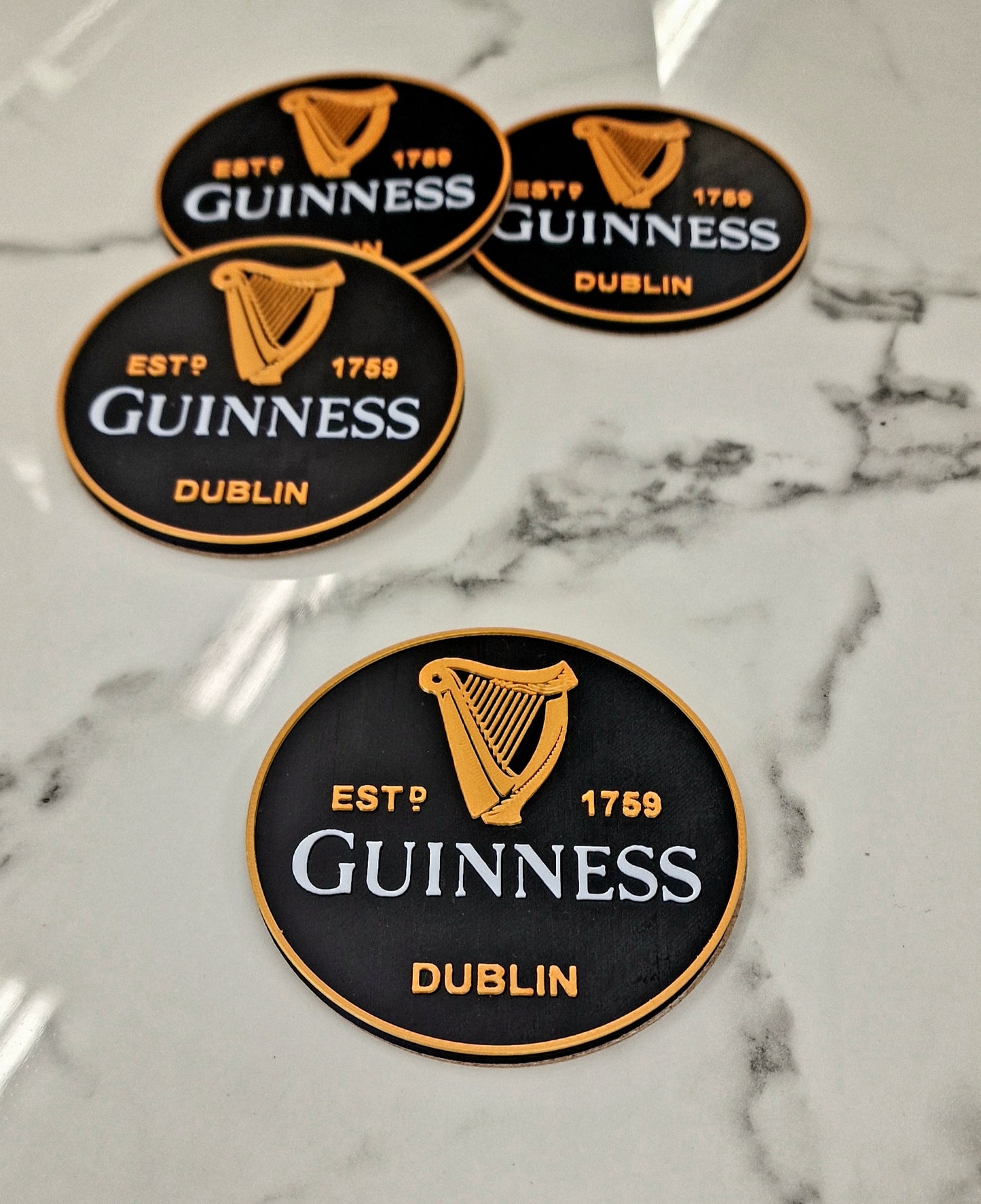 3D Printed Guinness Coasters and Holder – Stylish Beer Mats and Storage for Home Bars & Guinness Fans