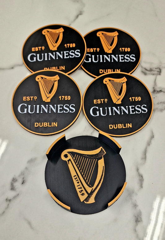 3D Printed Guinness Coasters and Holder – Stylish Beer Mats and Storage for Home Bars & Guinness Fans