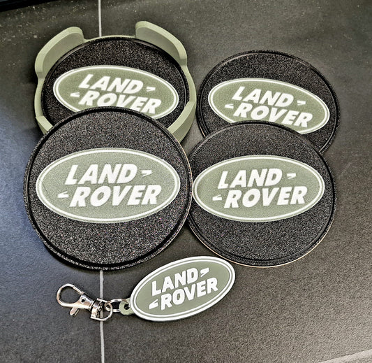 Land Rover Coaster & Keyring Gift Set – 3D Printed Car Accessories