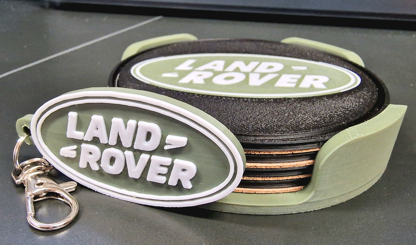 Land Rover Coaster & Keyring Gift Set – 3D Printed Car Accessories