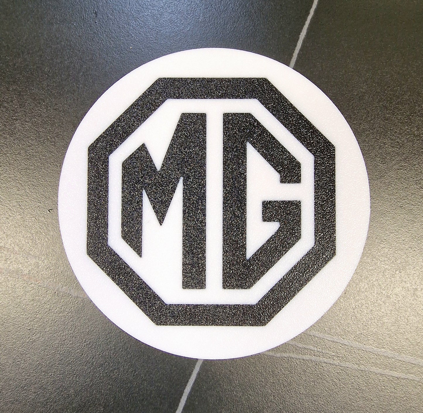 MG Coaster & Keyring Gift Set – 3D Printed Desk & Home Accessories (Black & White)