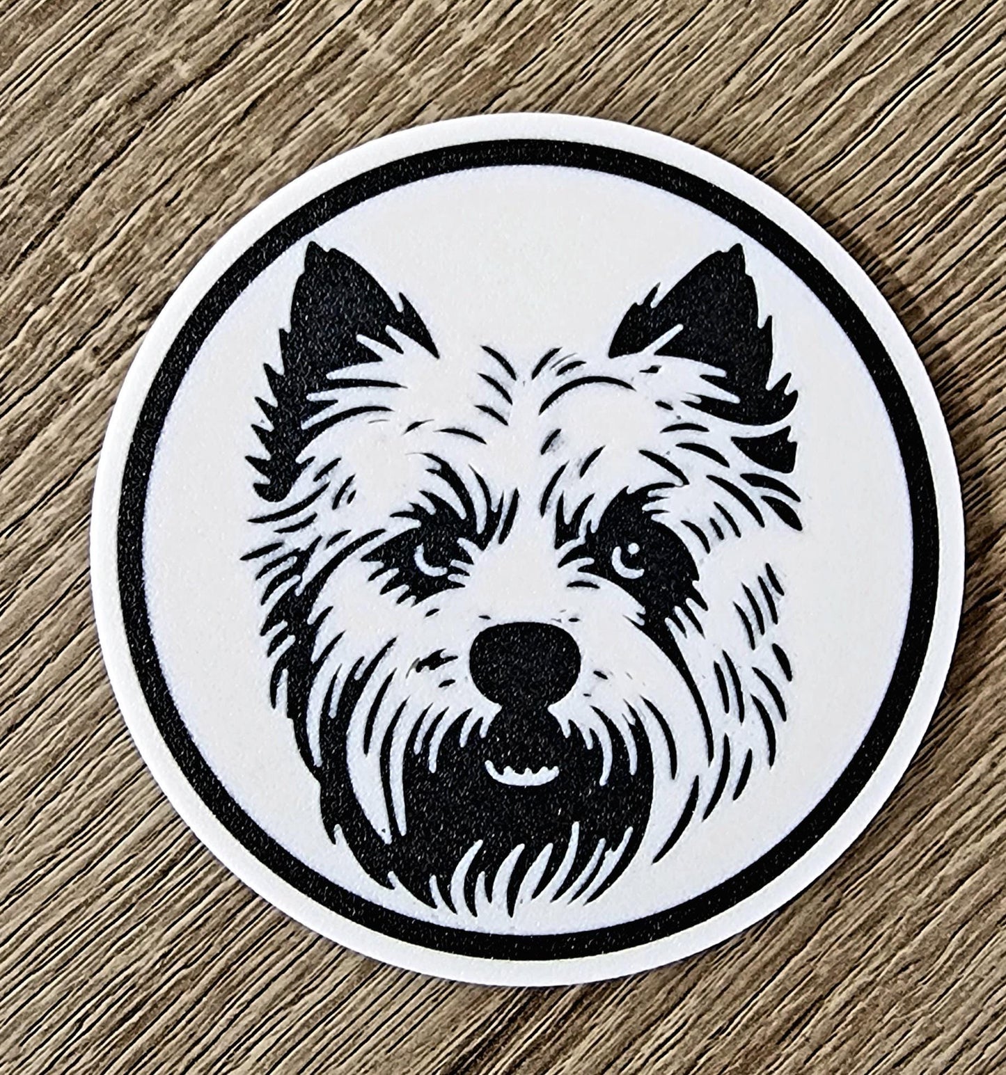 Set of 4 Westie Coasters with Holder | Black & White West Highland Terrier Dog Gift | Cork-Backed Drink Mats