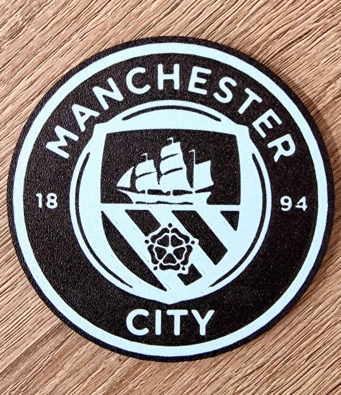 Set of 4 Manchester City Coasters | Black & Blue Drink Mats | Football Fan Gift