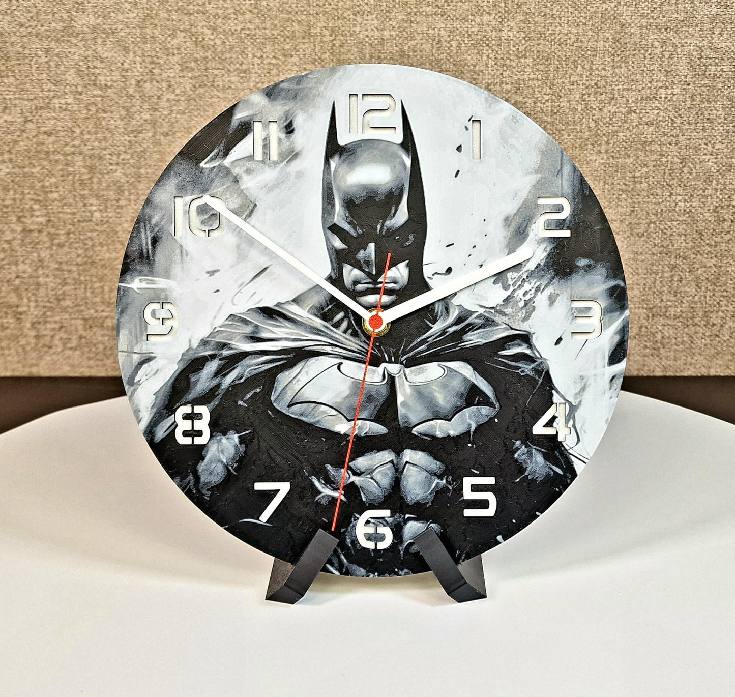 Batman 3D Printed Wall Clock | Gotham Hero Decor | PLA Material | Silent Quartz Movement | Handmade UK Gift