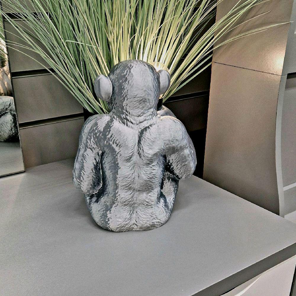 Silver Silk Effect Monkey Table Lamp | Dimmable LED Lighting | Unique Home Décor | Animal Lamp for Living Room, Bedroom, Gift Idea