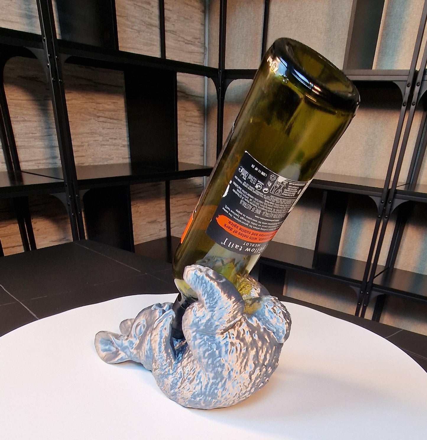 Silver Laying Down Rabbit Wine Holder | Unique Wine Rack | Rabbit Figurine Decor | Perfect Gift for Animal Lovers