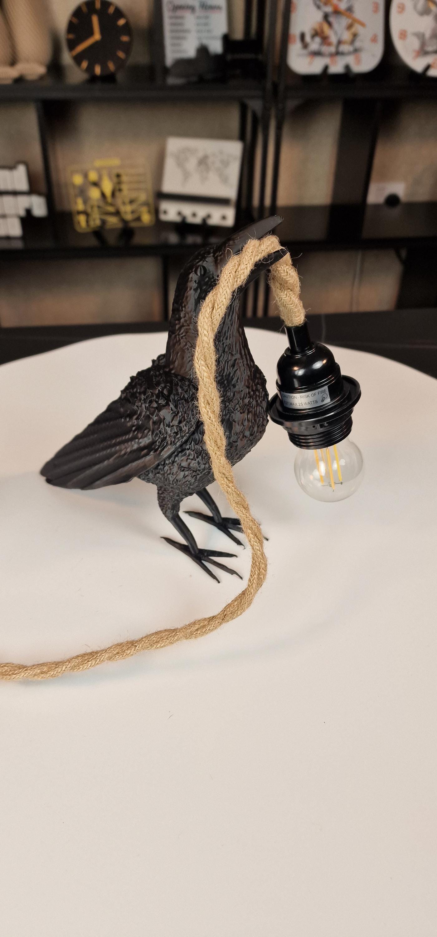 Crow and Rope Table Lamp With LED Bulb For Home Decor