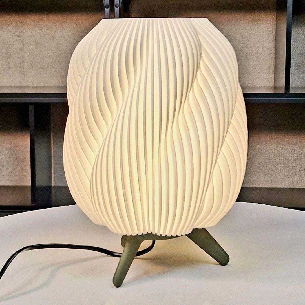 Modern LED Spiral Table Lamp – Dimmable Night Light, Unique 3D Printed Lamp for Desk, Bedroom, or Gifts