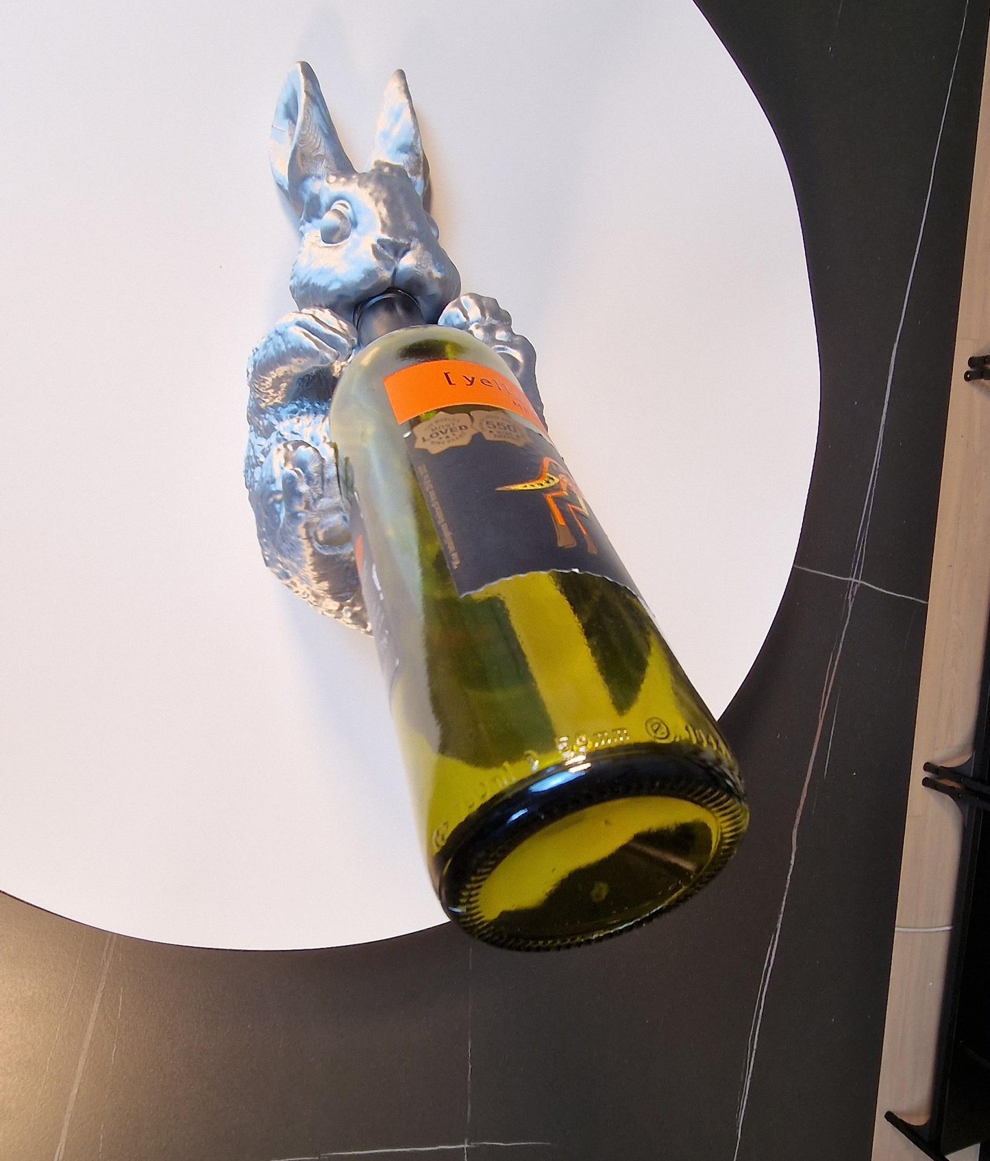 Silver Laying Down Rabbit Wine Holder | Unique Wine Rack | Rabbit Figurine Decor | Perfect Gift for Animal Lovers