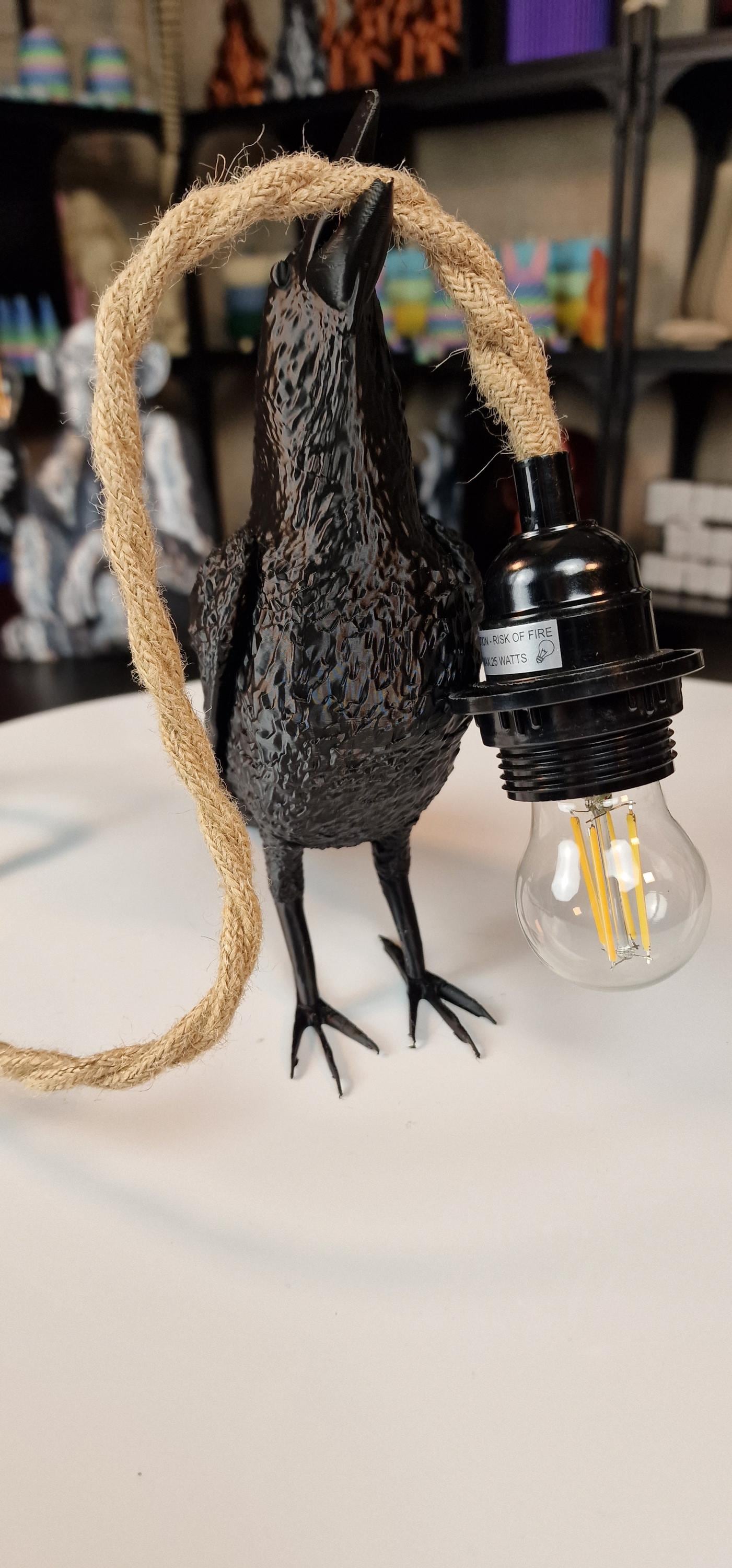Crow and Rope Table Lamp With LED Bulb For Home Decor