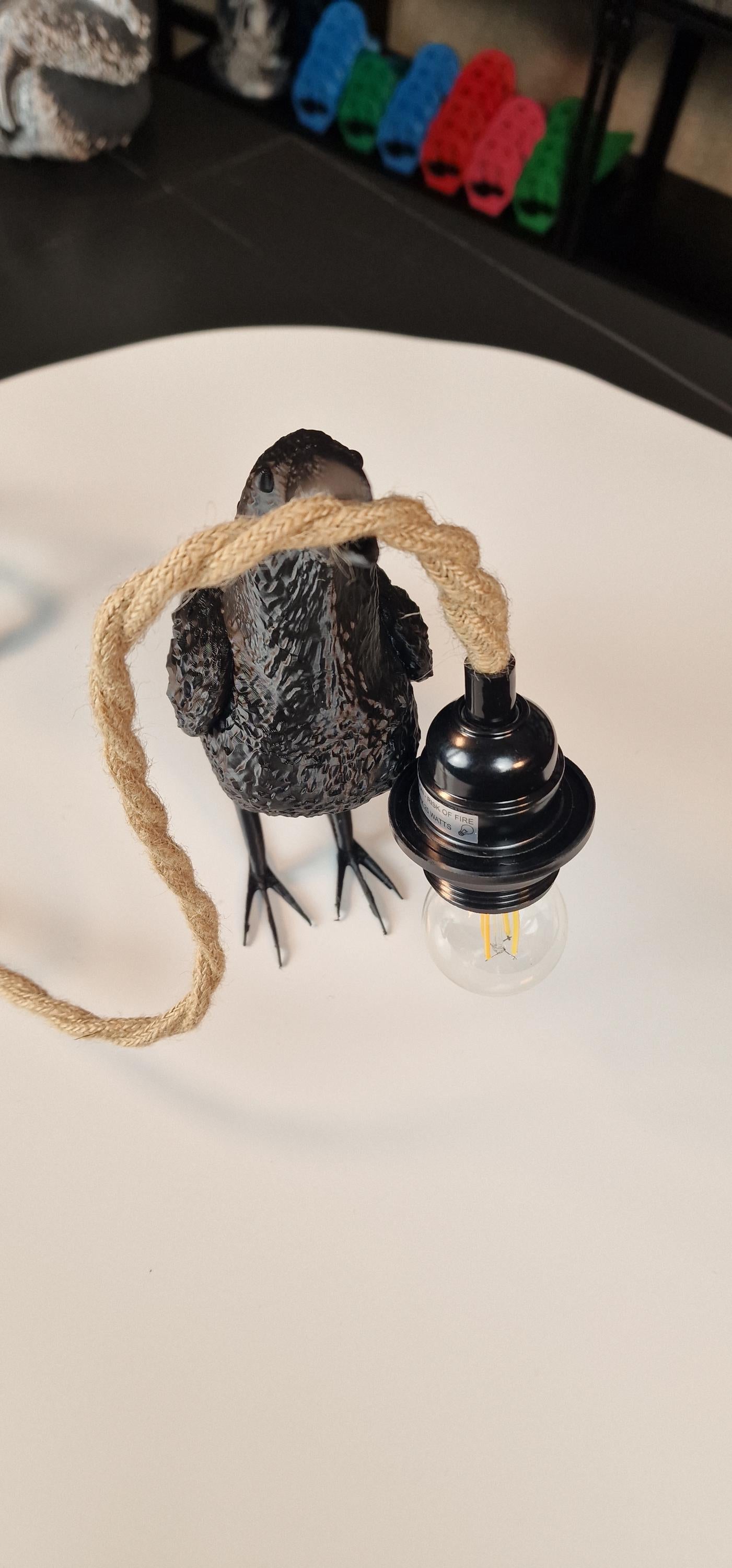 Crow and Rope Table Lamp With LED Bulb For Home Decor