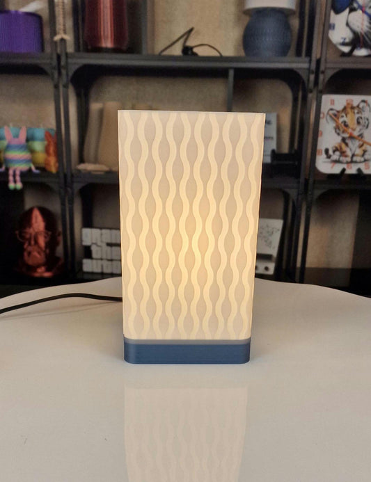 Retro Wave Table Lamp With Dimmable LED Bulb For Home Decor Jade Blue Base