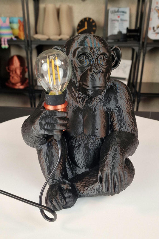 Eco Friendly Black Monkey Table Lamp Dimmable With E14 LED Bulb For Home Decor