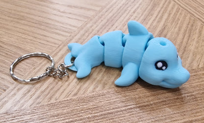 Blue Articulated Dolphin Keyring