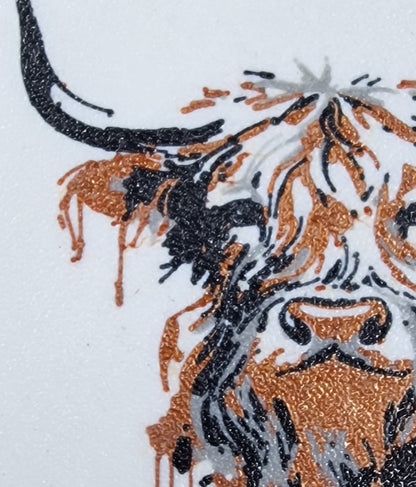 3D Printed Highland Cow Coaster – Artistic Multicolor Farmhouse Decor
