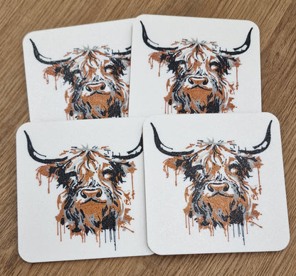 3D Printed Highland Cow Coaster – Artistic Multicolor Farmhouse Decor