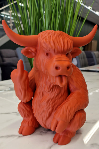 Cheeky 3D Printed Naughty Highland Cow Ornament - Home Decor Up Yours Highland Cow Model 2