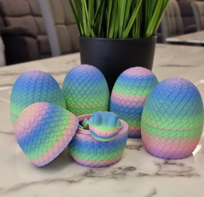 Rainbow Pastel Snake with Scaled Egg Pot – 3D Printed Fidget Toy
