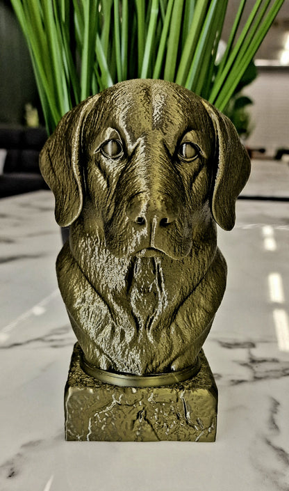 3D Printed Golden Retriever Bust – Detailed Dog Sculpture Home Décor