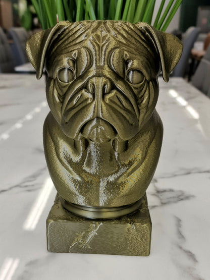 3D Printed Pug Dog Bust – Adorable Pug Sculpture for Dog Lovers & Home Décor