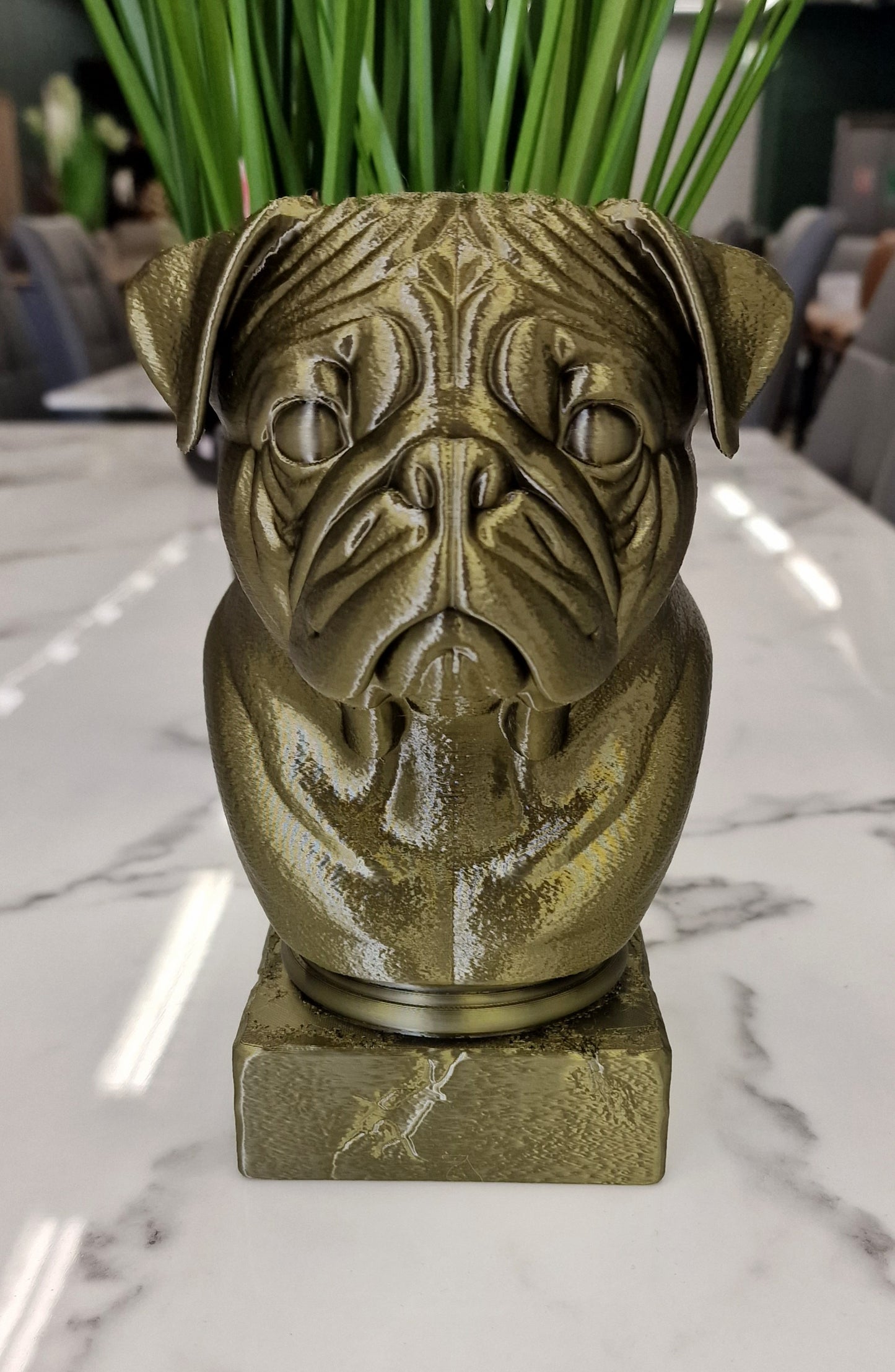 3D Printed Pug Dog Bust – Adorable Pug Sculpture for Dog Lovers & Home Décor