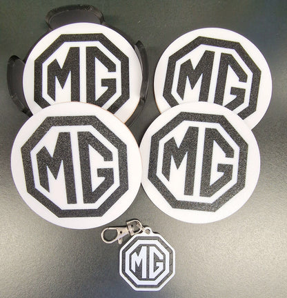 MG Coaster & Keyring Gift Set – 3D Printed Desk & Home Accessories (Black & White)