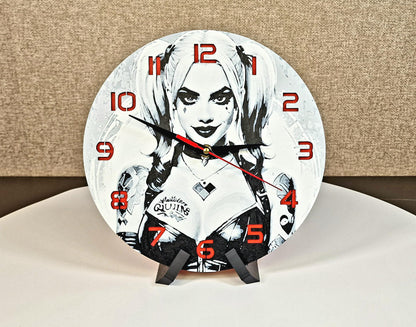 Harley Quinn 3D Printed Wall Clock | Comic Villain Decor | Handmade UK Gift | PLA Material | Silent Quartz Movement