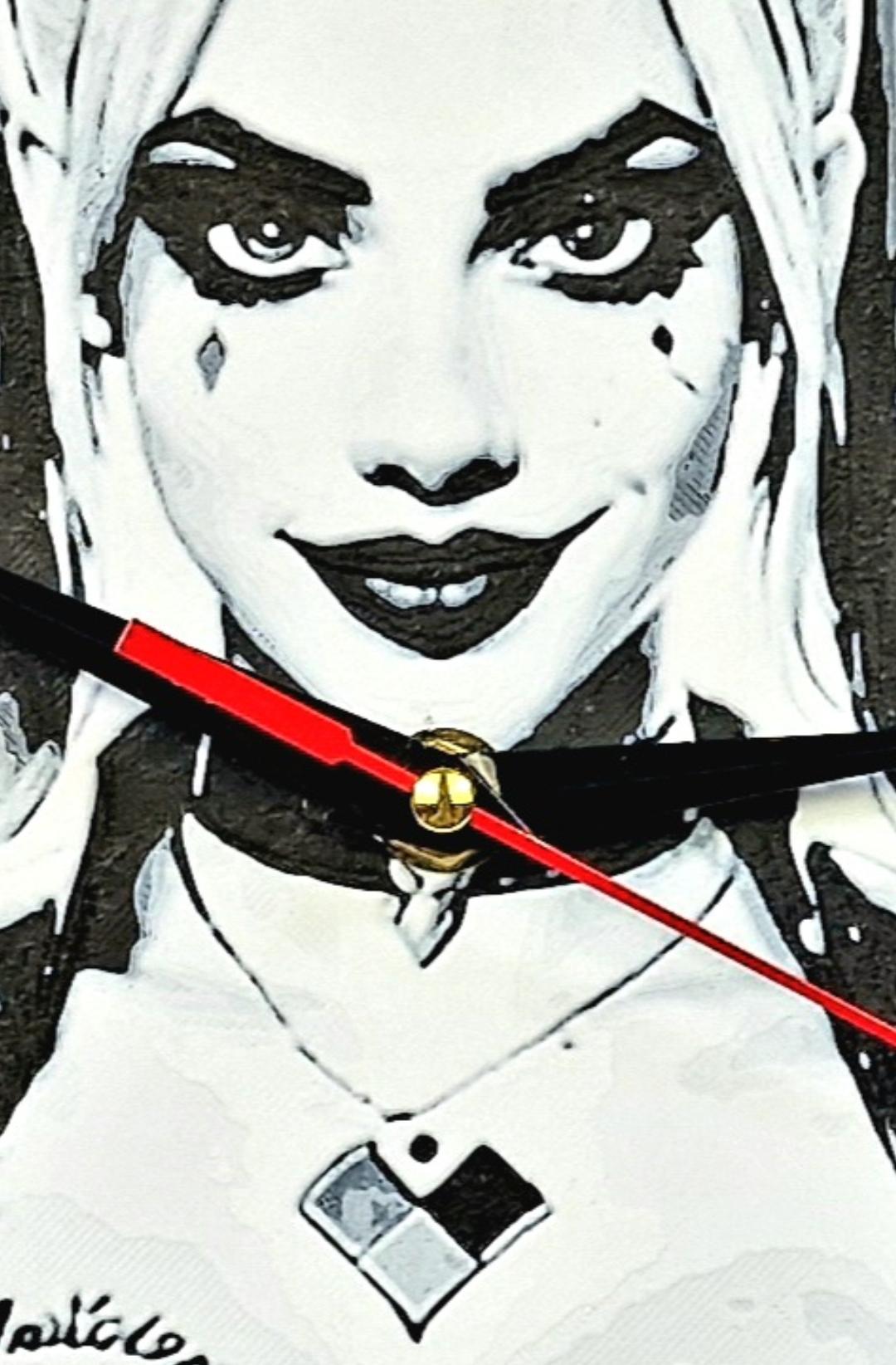 Harley Quinn 3D Printed Wall Clock | Comic Villain Decor | Handmade UK Gift | PLA Material | Silent Quartz Movement