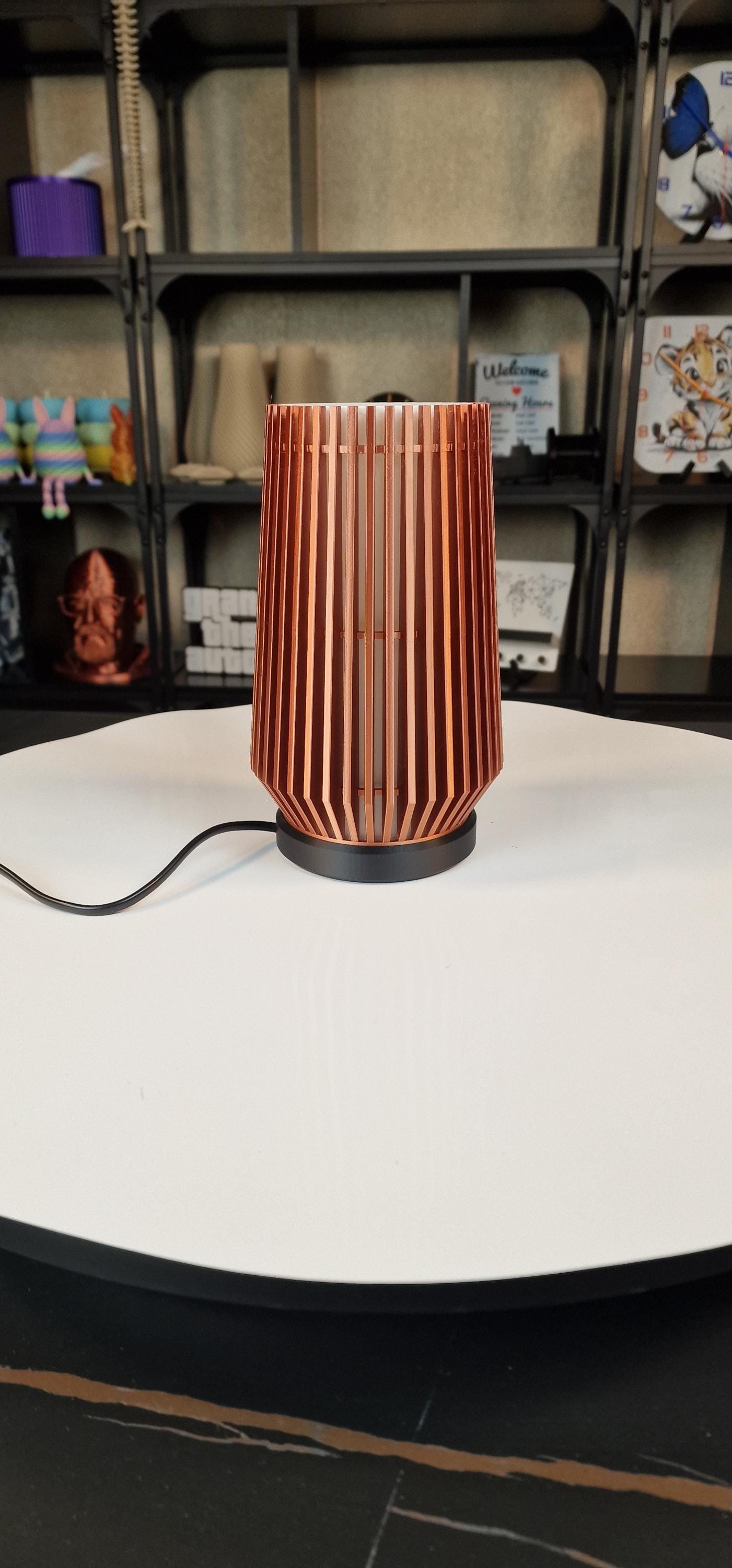 Slatted Bronze/Black LED Dimmable Table Lamp