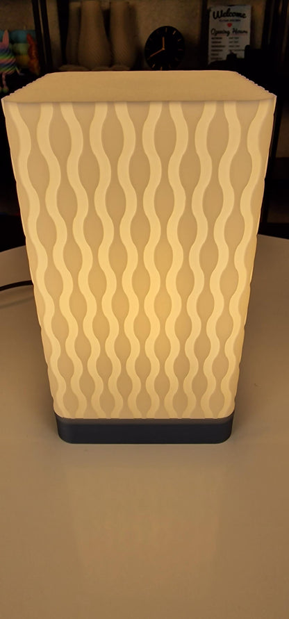 Retro Wave Table Lamp With Dimmable LED Bulb For Home Decor Jade Blue Base