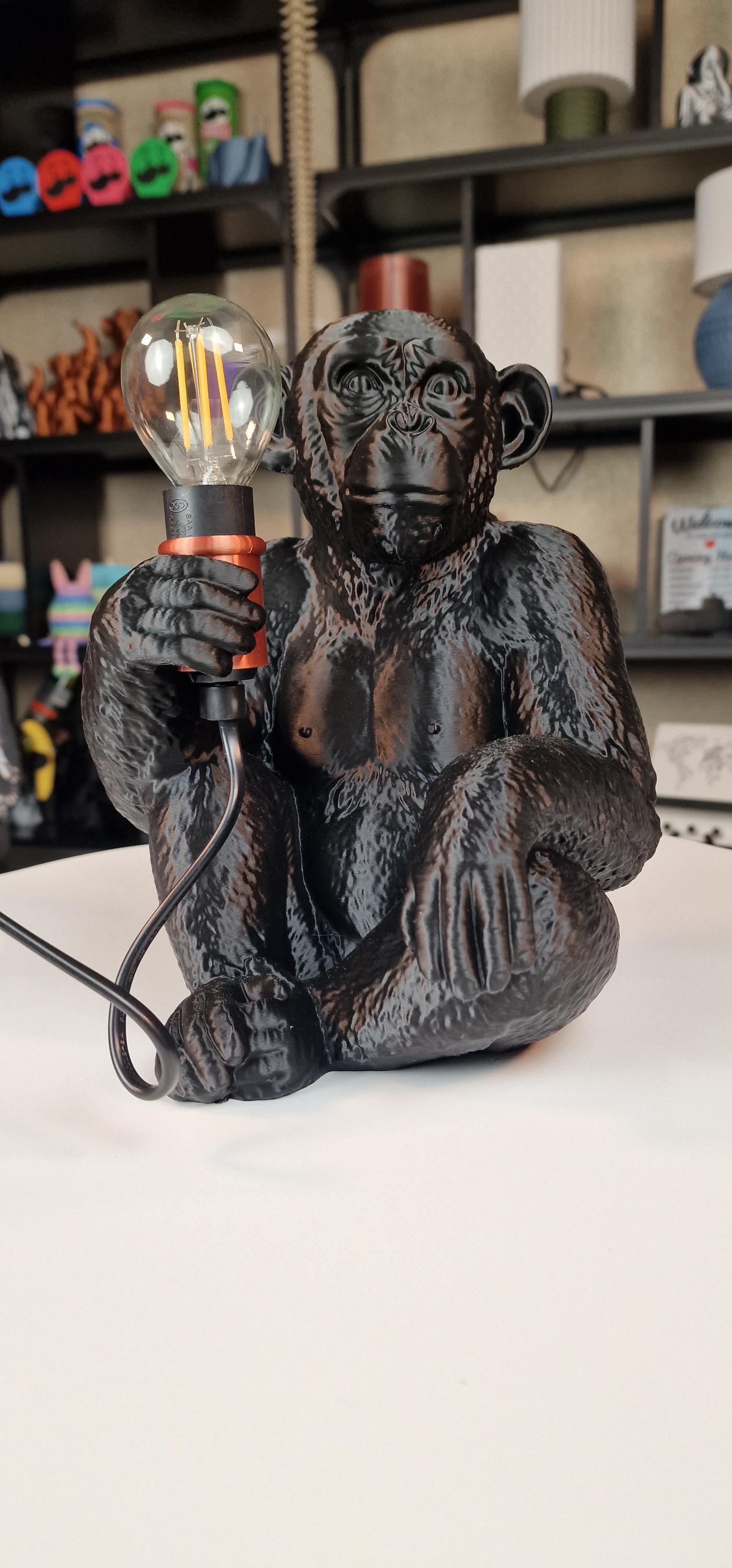 Eco Friendly Black Monkey Table Lamp Dimmable With E14 LED Bulb For Home Decor