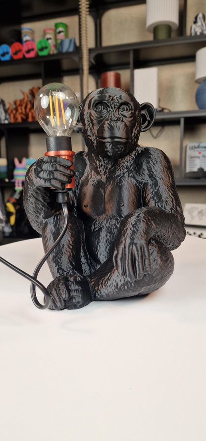 Eco Friendly Black Monkey Table Lamp Dimmable With E14 LED Bulb For Home Decor